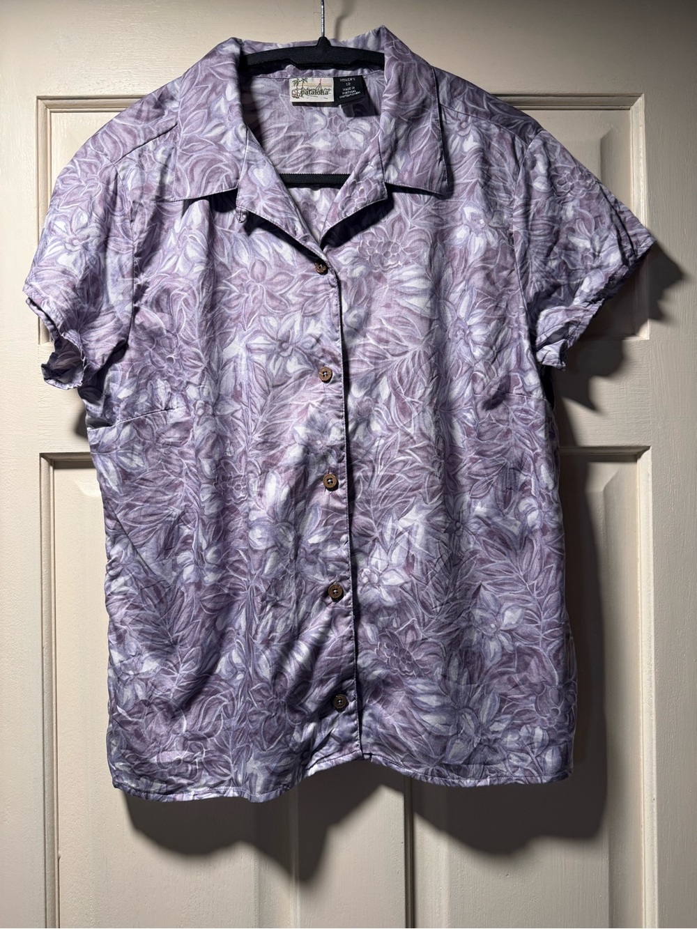 Patagonia Lavender Floral Short-Sleeve Button-Down Shirt